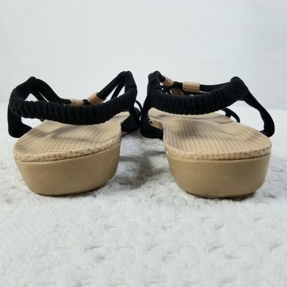 Black Flat Casual Bohemian Beach Style Beaded  Summer Sandals, size 7 - Picture 5 of 10